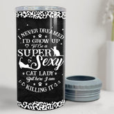 Personalized Black Cat Can Cooler Cat Lady Best Gift For Girl
